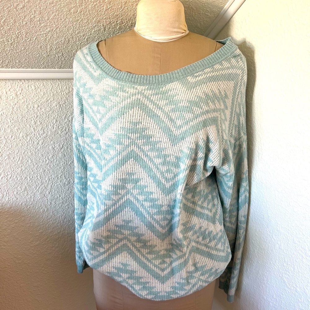 Soft Blue Aztec Sweater